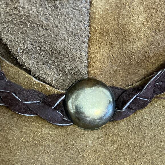 Vintage Suede Leather Patchwork Hat Hippie Western Boho 1970s Cowgirl Floppy main image 8